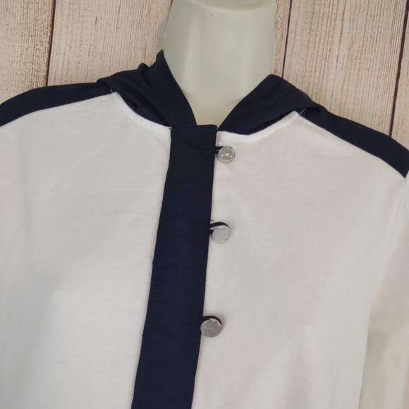 LRL Ralph Lauren white & navy blue pullover sweatshirt hoodie large - Picture 3 of 12